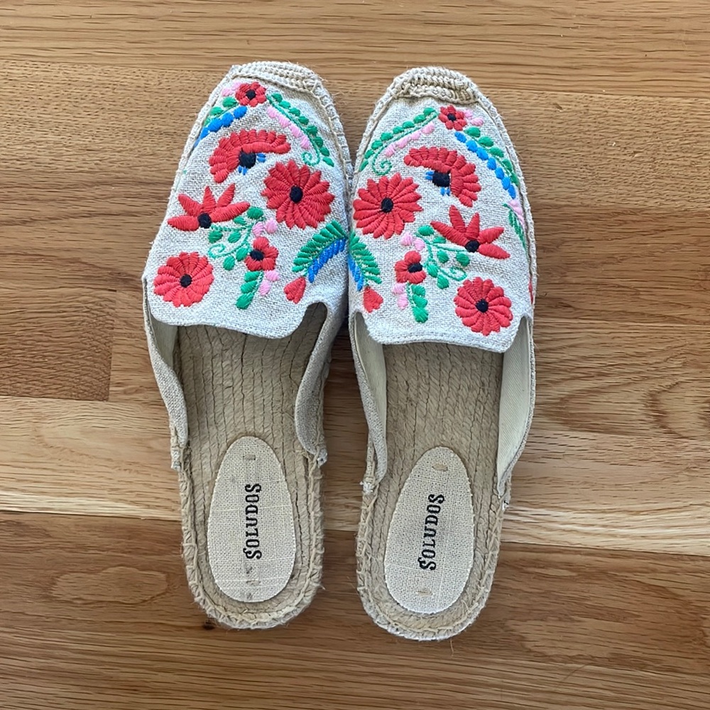 Soludos espadrille slide mules embroidered